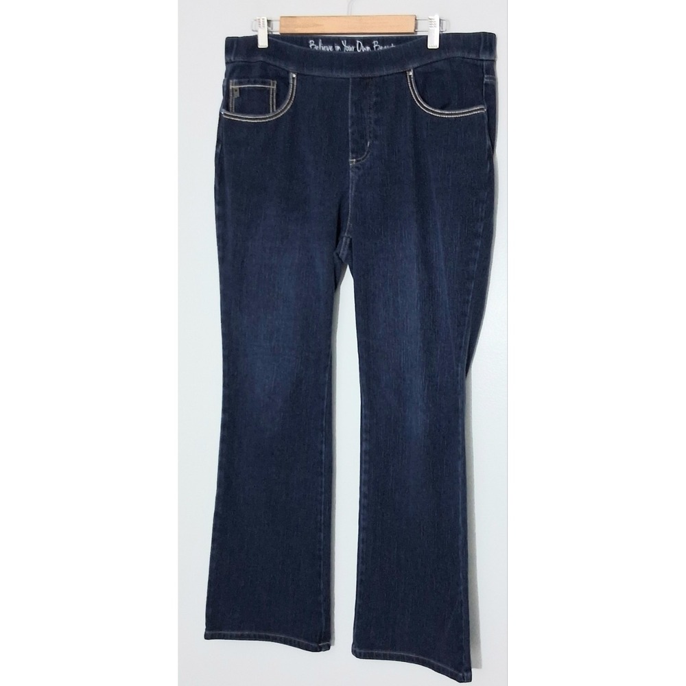 Belle Kim Gravel Jeans Women's 14 Blue Flexibelle Thick Stitched Bootcut Pockets
